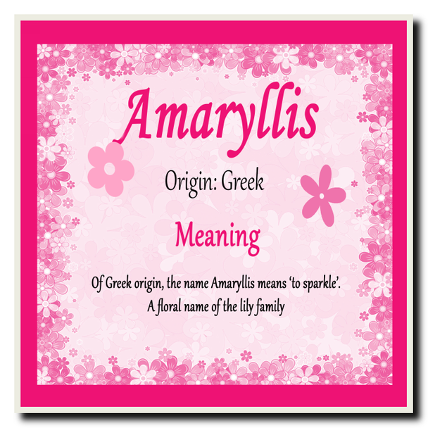 Amaryllis Personalised Name Meaning Coaster