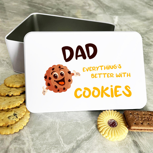 Better With Cookies Dad Personalised Gift Cookies Treats Biscuit Tin