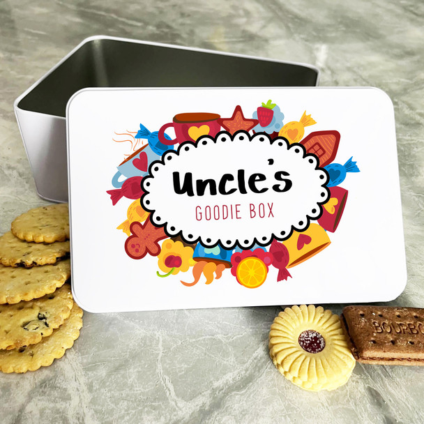 Uncle's Goodie Box Sweets Personalised Gift Cake Biscuits Sweets Treat Tin