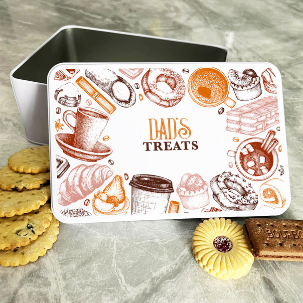 Vintage Style Pastries Dad's Personalised Gift Biscuit Sweets Treat Tin