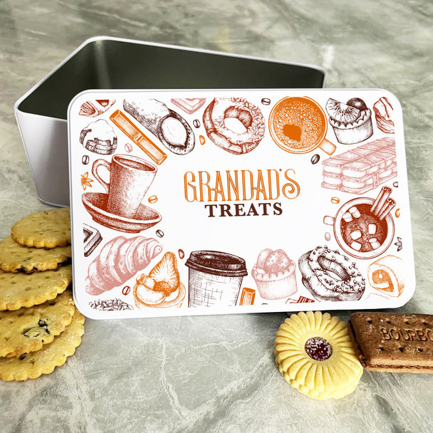 Vintage Style Pastries Granddad's Personalised Gift Biscuit Sweets Treat Tin