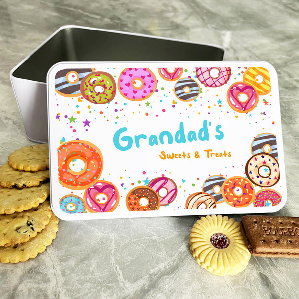 Colourful Donuts Granddad's Sweets & Treats Personalised Gift Baking Cake Tin