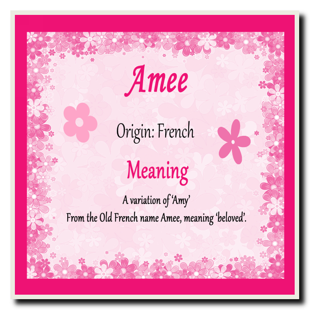 Amee Personalised Name Meaning Coaster