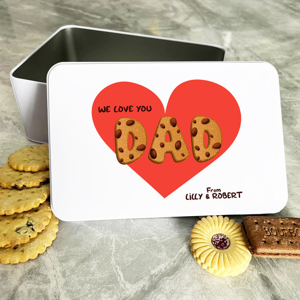 Cookie Dad Love Heart Personalised Gift Cookies Treats Biscuit Tin