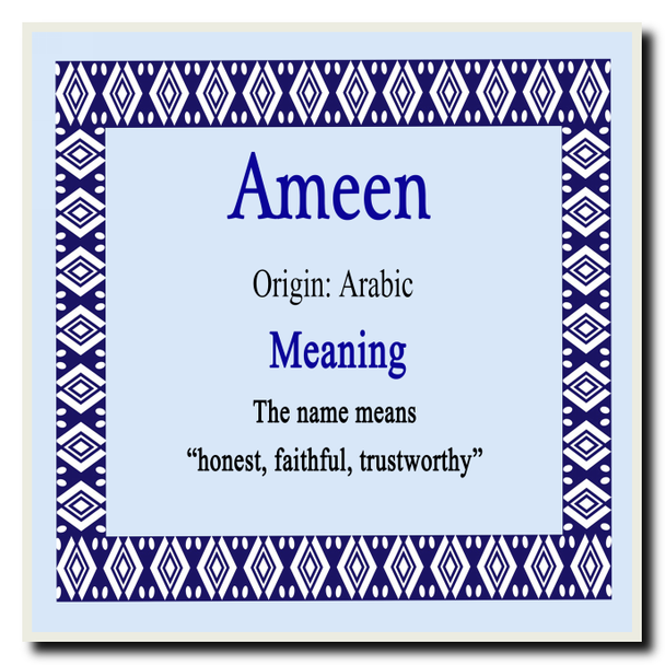 Ameen Personalised Name Meaning Coaster