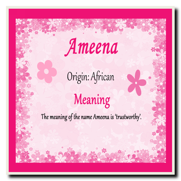 Ameena Personalised Name Meaning Coaster