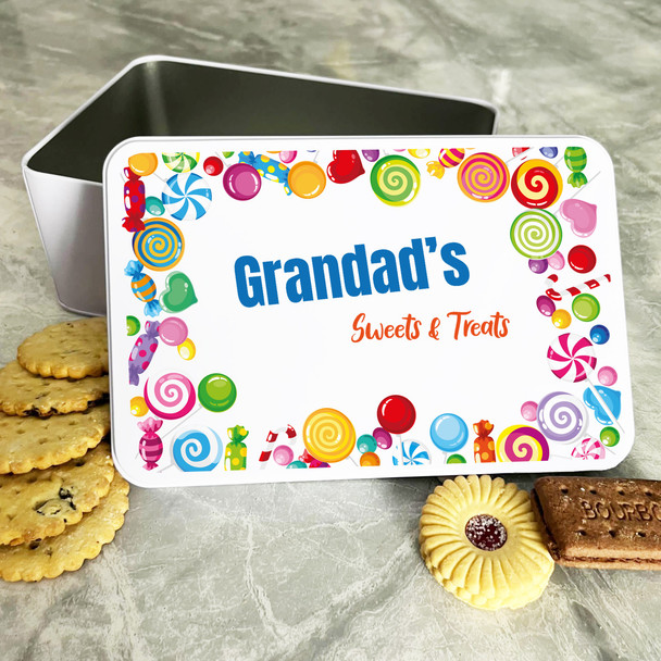 Bright Easter Eggs Bunnies Granddad's Personalised Gift Biscuit Sweets Treat Tin