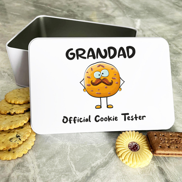 Funny Cookie Moustache Grandad Personalised Gift Cookies Treats Biscuit Tin