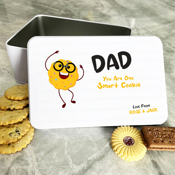 Funny Smart Dad Personalised Gift Cookies Treats Biscuit Tin