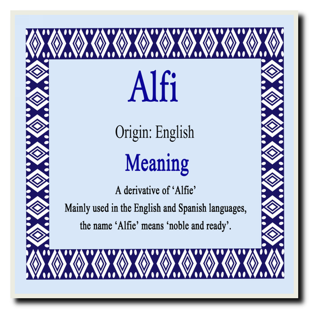 Alfi Personalised Name Meaning Coaster