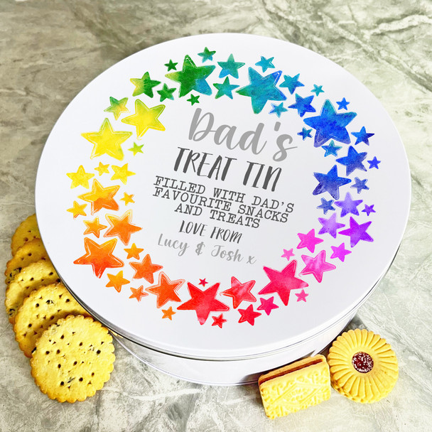 Dad's Favourite Snacks Round Personalised Gift Biscuit Sweets Treat Tin