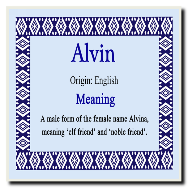 Alvin Personalised Name Meaning Coaster