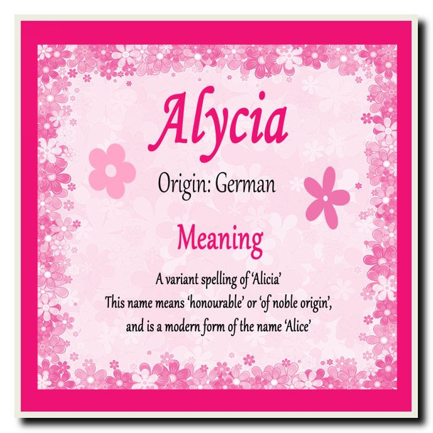 Alycia Personalised Name Meaning Coaster