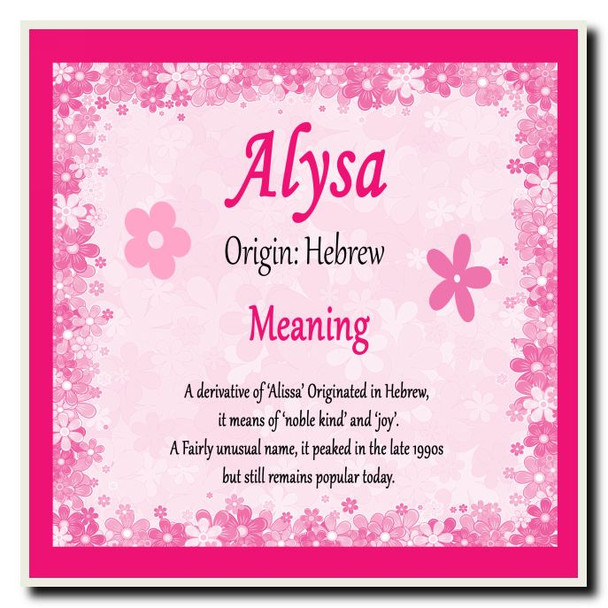 Alysa Personalised Name Meaning Coaster
