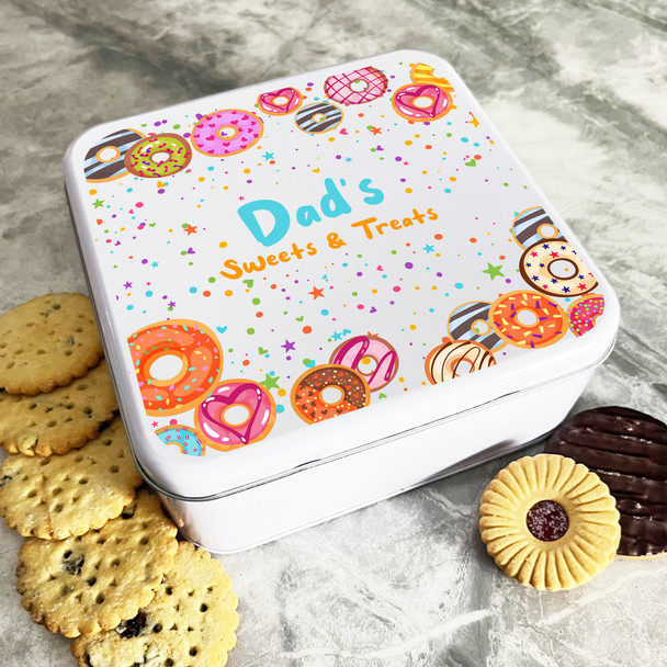 Dad's Sweets & Treats Donuts Stars Personalised Gift Baking Cake Tin