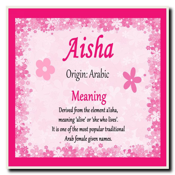 Aisha Personalised Name Meaning Coaster