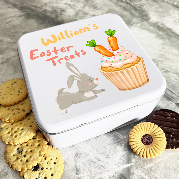 Easter Cupcake With Cute Rabbit Personalised Gift Baking Cake Tin