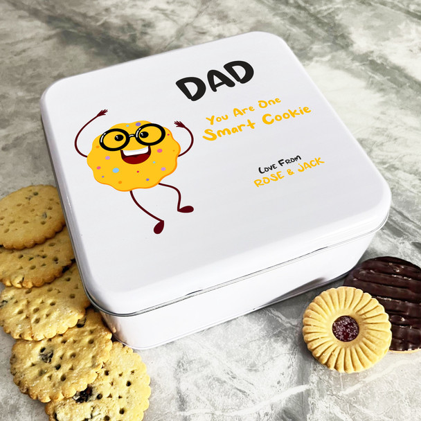 Funny Smart Cookie Dad Personalised Gift Cookies Treats Biscuit Tin