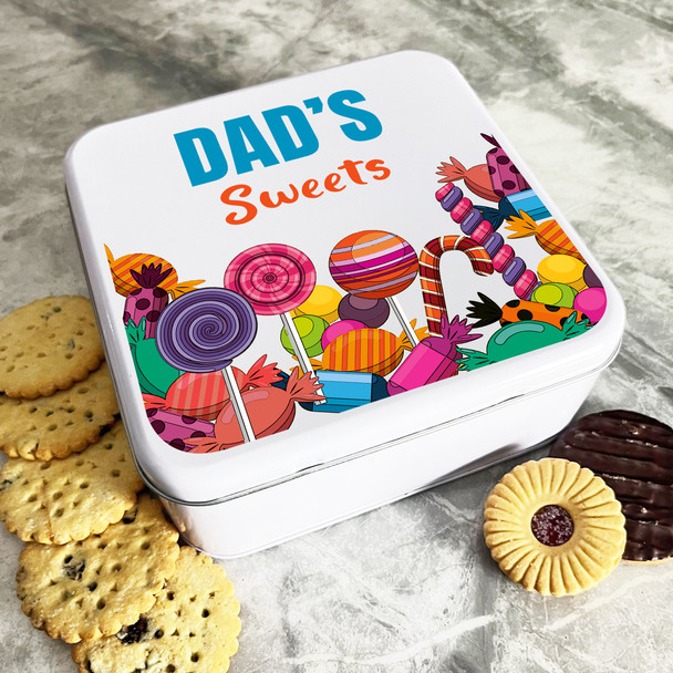 Colourful Sweets Dad's Personalised Gift Cake Biscuits Sweets Treat Tin