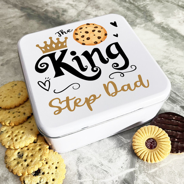 The Cookie King Step Dad Hearts Personalised Gift Cookies Treats Biscuit Tin