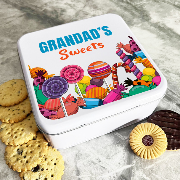 Colourful Sweets Granddad's Personalised Gift Cake Biscuits Sweets Treat Tin