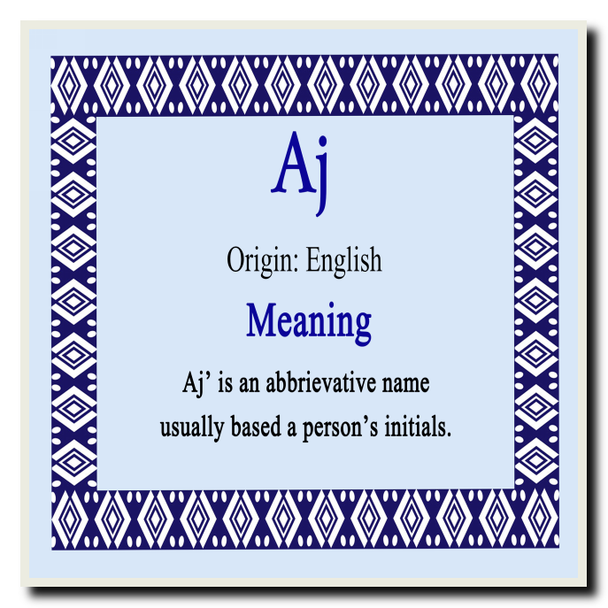 Aj Personalised Name Meaning Coaster