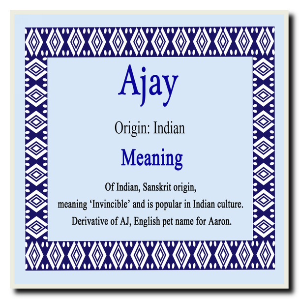 Ajay Personalised Name Meaning Coaster