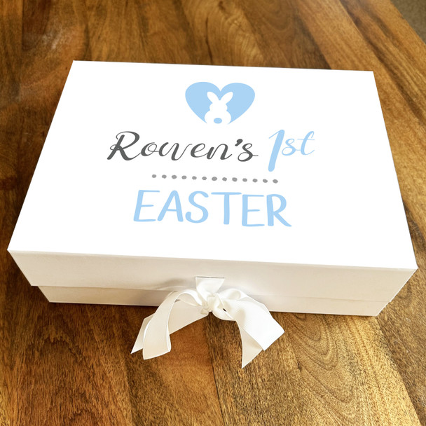 Blue Rabbit Heart 1st Easter Personalised Keepsake Hamper Gift Box