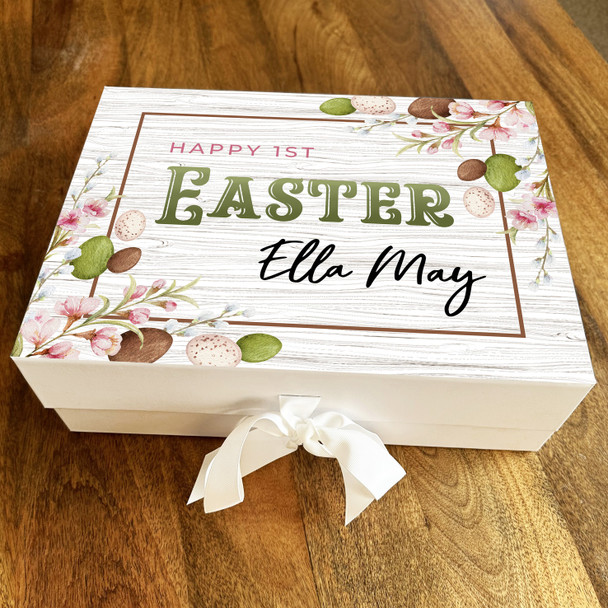 Eggs and Flowers Happy 1st Easter Personalised Keepsake Hamper Gift Box