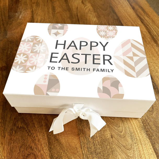 Patterned Eggs Happy Easter Personalised Keepsake Hamper Gift Box