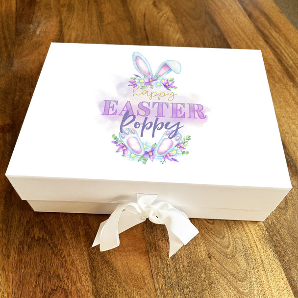 Pretty Watercolour Rabbit Happy Easter Personalised Keepsake Hamper Gift Box
