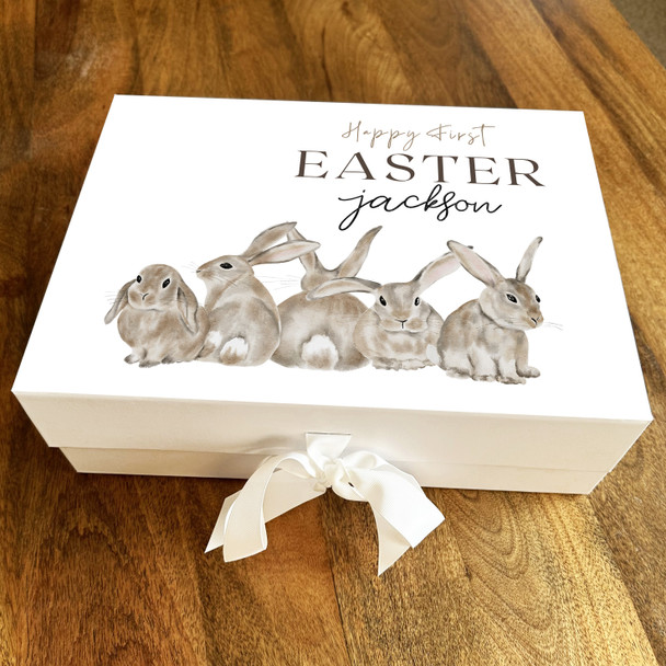 Sweet Rabbits Happy 1st Easter Personalised Keepsake Hamper Gift Box
