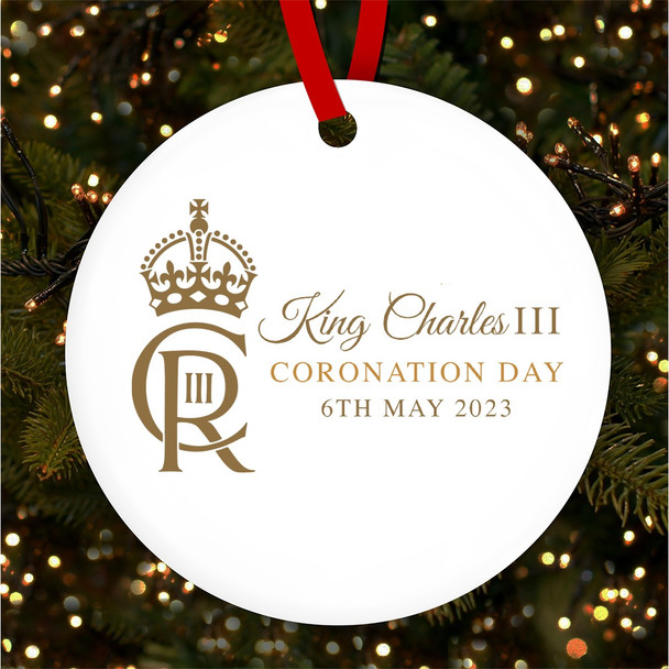 Monogram King Charles III Coronation Souvenir Round Hanging Ornament