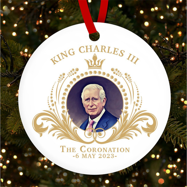 Decorative Frame King Charles III Coronation Souvenir Round Hanging Ornament