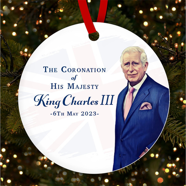 His Majesty Blue King Charles III Coronation Souvenir Round Hanging Ornament