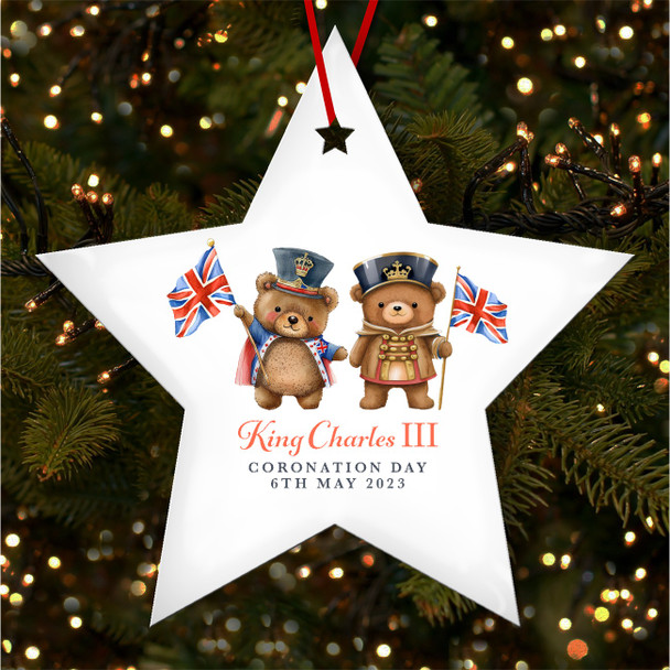Teddy Bears UK Guards King Charles III Coronation Souvenir Star Hanging Ornament