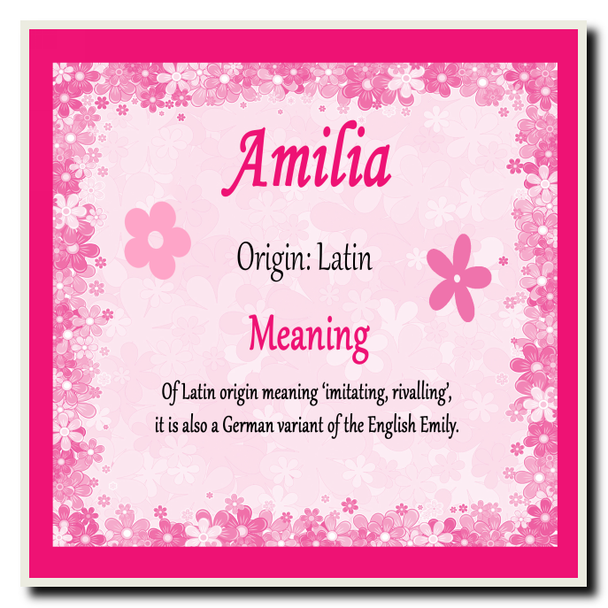 Amilia Personalised Name Meaning Coaster