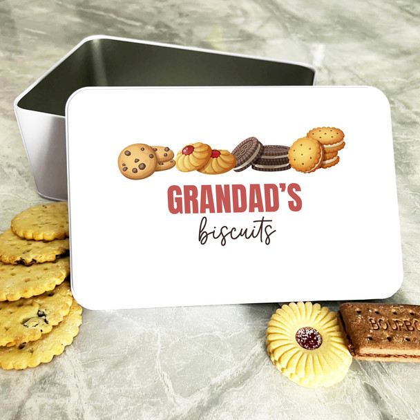 Grandad's Biscuits Rectangle Personalised Biscuit Tin