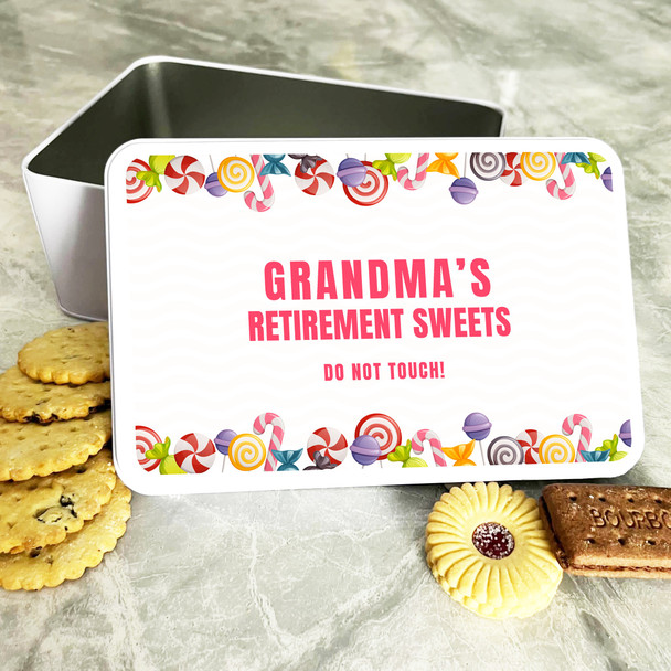 Grandma's Sweets Retirement Rectangle Personalised Treat Tin