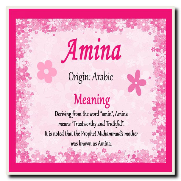 Amina Personalised Name Meaning Coaster