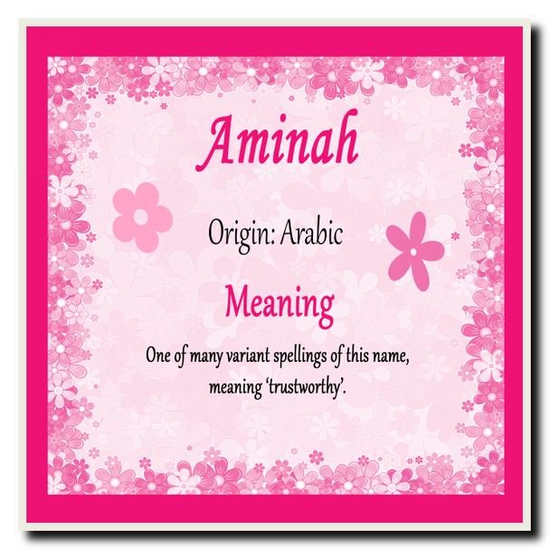 Aminah Personalised Name Meaning Coaster