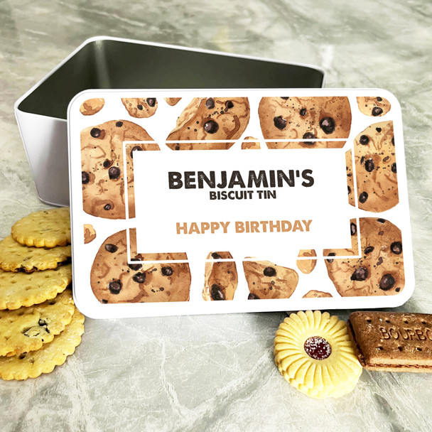 Chocolate Chip Cookies Birthday Rectangle Personalised Biscuit Tin