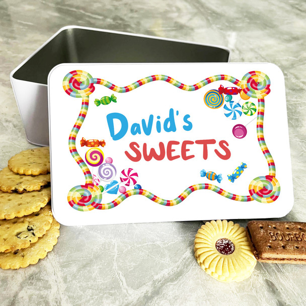 Colourful Bright Sweets Rectangle Personalised Treat Tin