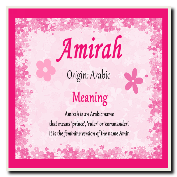 Amirah Personalised Name Meaning Coaster
