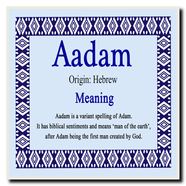 Aadam Personalised Name Meaning Coaster