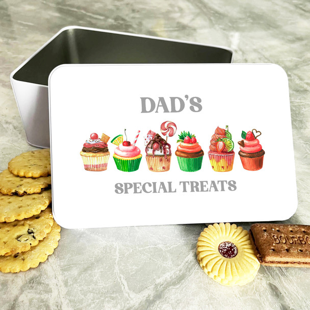 Dad Special Treats Cupcakes Rectangle Personalised Cake Tin