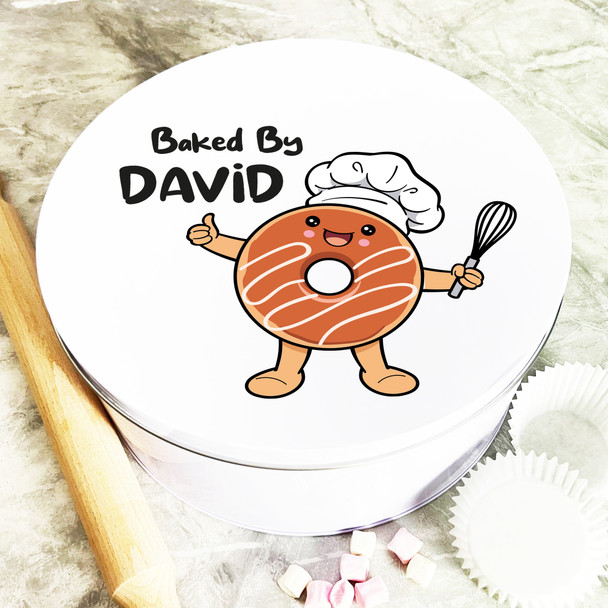 Round Cute Chef Donut Baked By Personalised Cake Tin