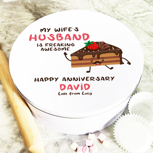 Round Dancing Cake Anniversary Husband Personalised Cake Tin