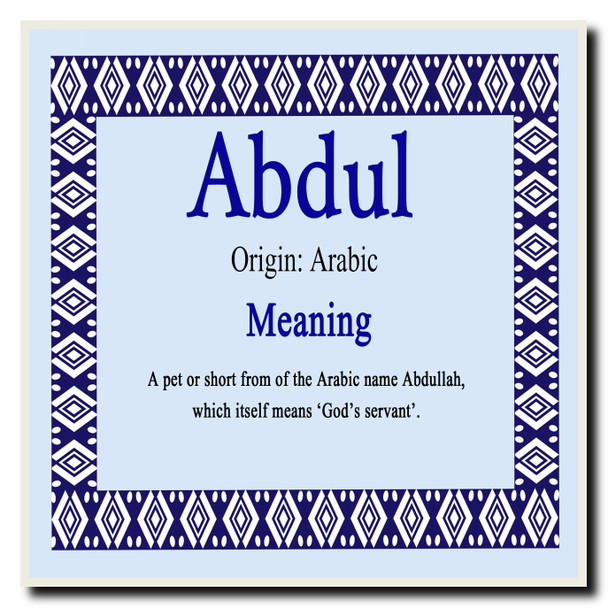 Abdul Personalised Name Meaning Coaster