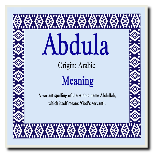 Abdula Personalised Name Meaning Coaster